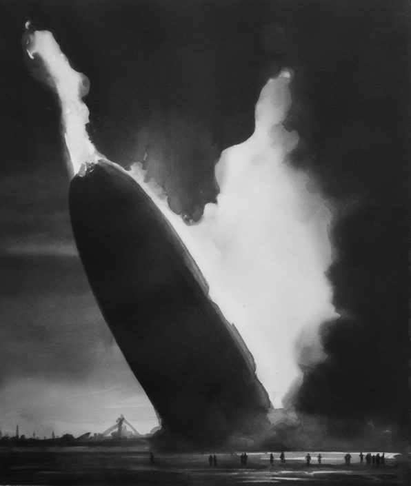 RADENKO MILAK | Hindenburg disaster, 2014 watercolor on paper 66.5 x 57 cm RM329