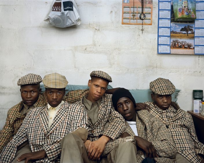 Pieter Hugo, Loyiso Mayga, Wandise Ngcama, Lunga White, Luyanda Mzantsi, and Khungsile Mdolo after their initiation ceremony, 2008, from "Kin"