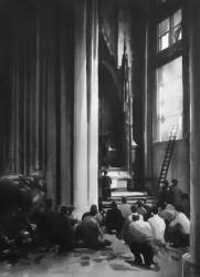 RADENKO MILAK | Soldiers praying in Cologne Cathedral during WWII in Cologne, Germany 1945, 2014 watercolor on paper 72 x 53 cm RM331