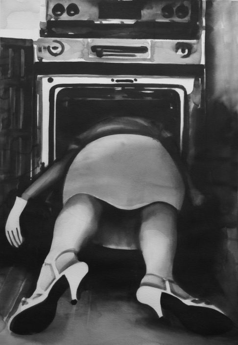 RADENKO MILAK | Sylvia Plath, Date of Death February 11, 1963, 2014 watercolor on paper 71.5 x 50.5 cm RM340
